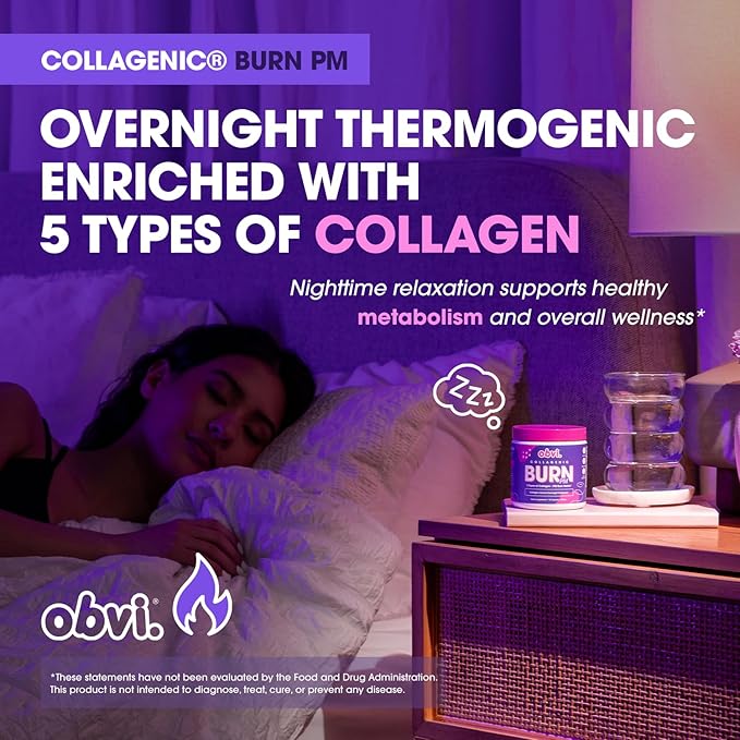 Obvi Collagenic Burn Day &amp Night Bundle | Collagen Green Tea Ashwagandha GABA &amp Melatonin | 24-Hour Collagen Support