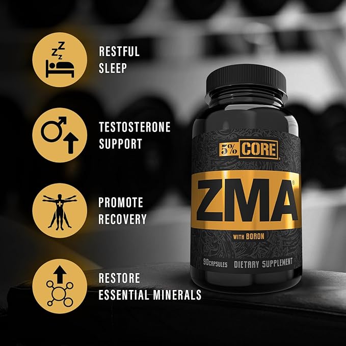 5% Nutrition Core ZMA (with Boron) | Promotes Recovery by Restoring Levels of Zinc Magnesium &amp Vitamin B-6 (90 Capsules)