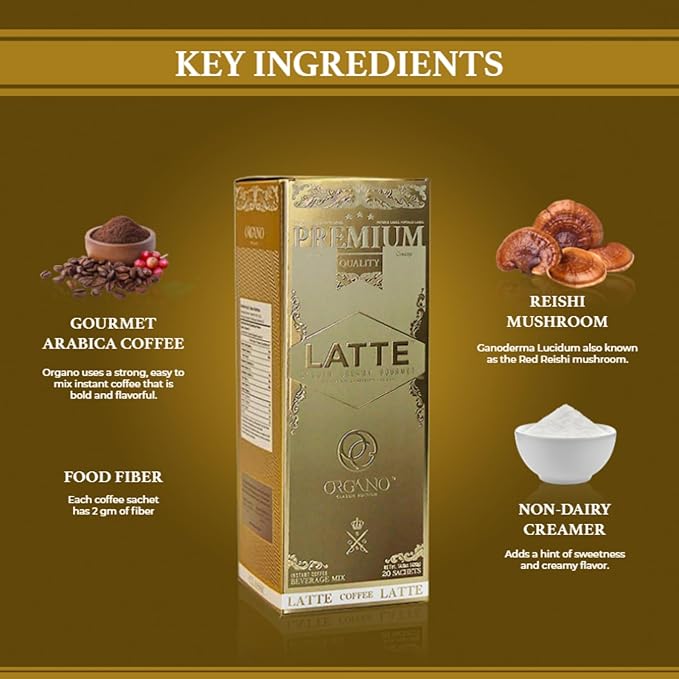 2 boxes ORGANO Gourmet Cafe Latte 100% Certified Ganoderma Lucidum (40 Sachets)