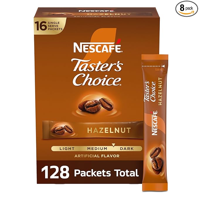 Nescafe Taster's Choice Instant Coffee Beverage Hazelnut 16 count (Pack of 8)