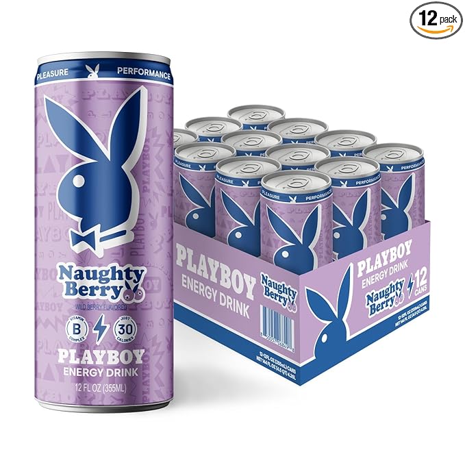 PLAYBOY Energy Drink – Naughty Berry (Wild Berry) – 12 Pack of 12oz Cans | Performance + Pleasure Energy | NextGen Lifestyle Drink