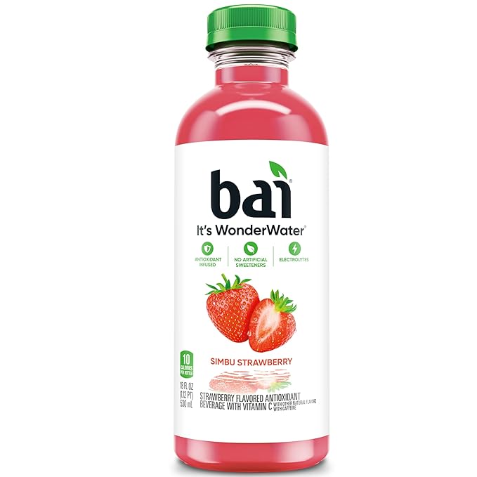 Bai Antioxidant Infused Water Beverage Simbu Strawberry 18 Fluid Ounce Bottle Pack of 12
