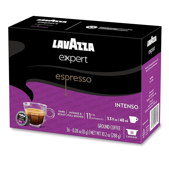Lavazza Expert Espresso Intenso Capsules Dark Roast Arabica and Robusta Blend Compatible with Lavazza Classy Machines (36 Capsules)