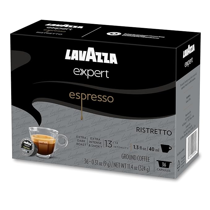 Lavazza Expert Espresso Ristretto Capsules Extra Dark Roast Arabica and Robusta Blend Compatible with Lavazza Classy Machines (36 Capsules)