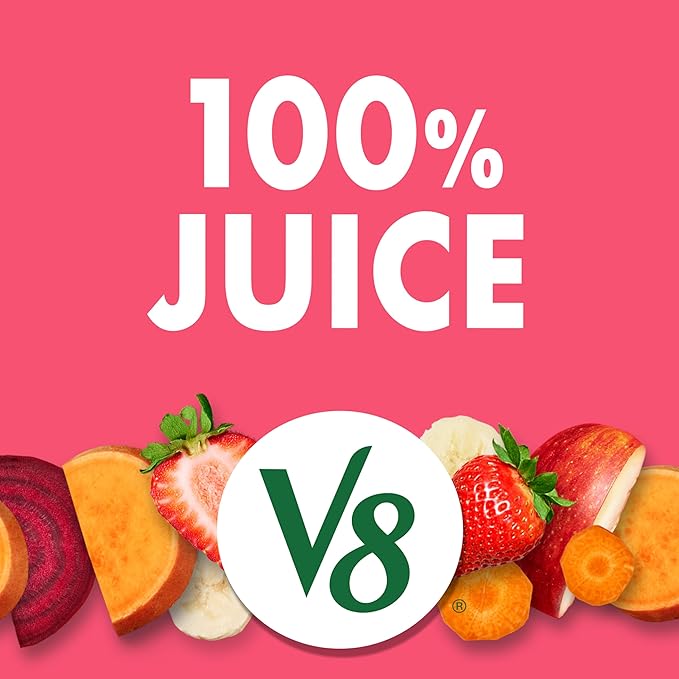 V8 Strawberry Banana 100% Fruit and Vegetable Juice 46 fl oz Bottle (Pack of 6)