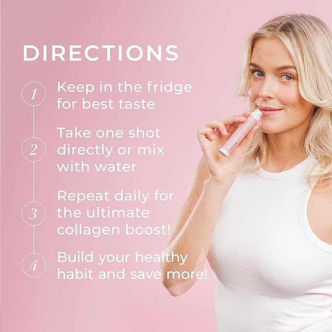 Swedish Collagen Deluxe | 12500 mg Hydrolyzed Marine Collagen Liquid Supplement - 60 x 25 ml Daily Shots (2 Pack 30 in Each) | Hyaluronic Acid Biotin and Vitamin C for Hair Skin Nails and Joints