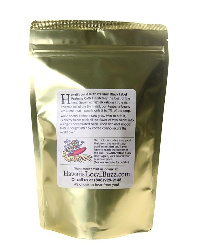 Hawaii's Local Buzz Premium Black Label Peaberry Green (Unroasted) Beans 9 Ounce