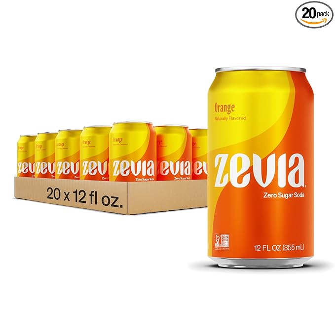 Zevia Zero Calorie Soda Orange 12 Ounce Cans (Pack of 20)