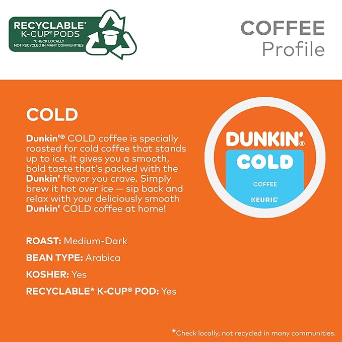 Dunkin' Brew Over Ice Keurig Single Serve K-Cup Pods 4.14 Oz 22 Pods Per Pack Case Of 4 Packs