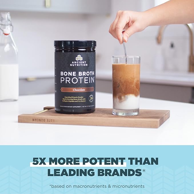 Ancient Nutrition Multi Collagen Protein Powder Unflavored 45 Servings + Bone Broth Protein Powder Chocolate 20 Servings