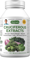 ANDREW LESSMAN Cruciferous Extracts 180 Capsules - High Levels of Glucosinolates and Sulforaphane from Broccoli Red Cabbage Mustard Seed Wasabi Brussels Sprouts and Kale Extracts No Additives
