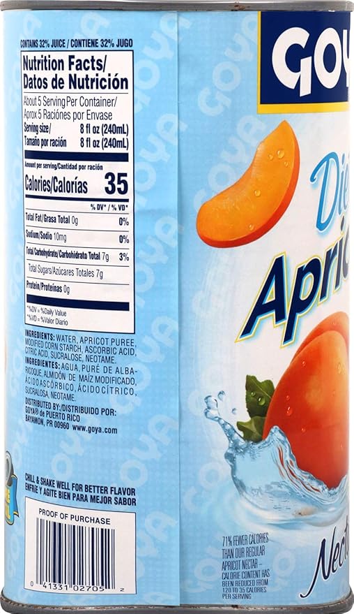 Goya Foods Diet Apricot Nectar 42 Fl Oz (Pack of 12)