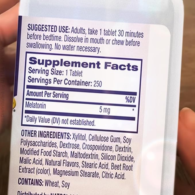 Natrols Melatonin Fast Dissolve 5mg (250 Count. - Value Pack) Strawberry Flavor Nighttime Use Chewable Tablets