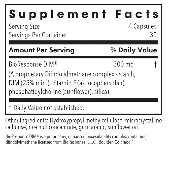 ARG DIM Enhanced Delivery System - Supports Estrogen Metabolism - Delivers 300 mg Bioavailable Diindolylmethane Complex - Vegetarian &amp Soy-Free - 30 Servings - 120 Capsules