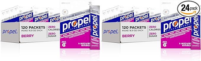 Propel Electrolyte Enhanced Water Drink Mix Powder Packets Berry Zero Calorie &amp Sugar Hydration with Electrolytes and Vitamins C &amp E (120 Packets) (Pack of 2)