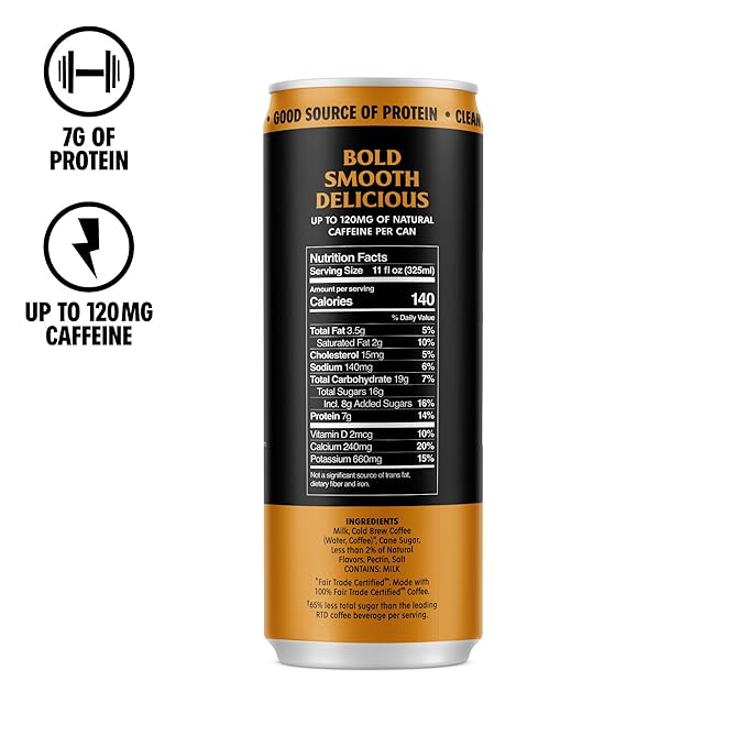 Death Wish Coffee Iced Coffee Cold Brew 8g Protein Fair Trade (Caramel Latte)