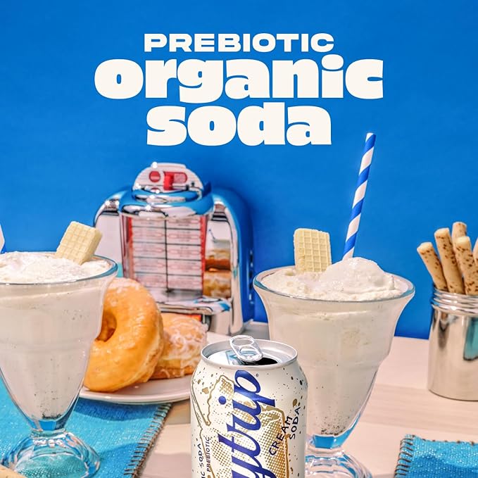 Daytrip Organic Sparkling Prebiotic Soda Low Sugar Soda and Low Calorie Healthy Soda Alternative Prebiotic Drink for Gut Health Drink and Digestion Refreshing Functional Beverage with Plant-Based F