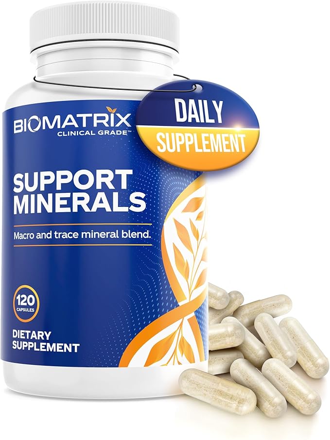 BioMatrix Mineral Supplement for Men and Women Chelated Minerals | Iron-Free Calcium Magnesium Copper Zinc Vitamin D Iodine | Veggie Caps 30-Day Supply
