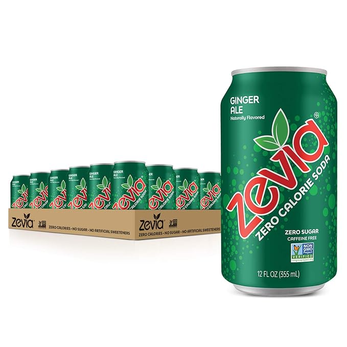 Zevia Zero Calorie Ginger Ale Soda Cans (24 Pack of 12 oz + 12 Pack of 16 oz)