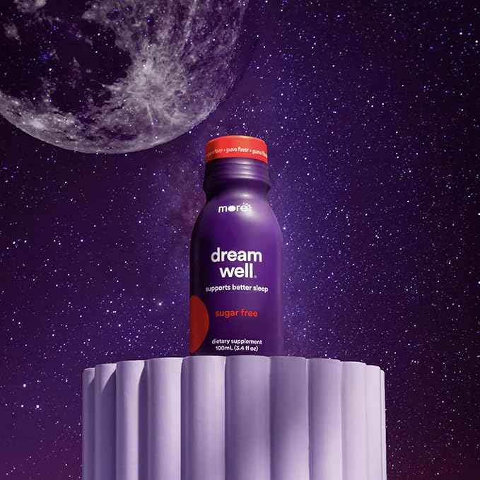 More Labs Dream Well Holistic Sleep Shot Drink 60 Pack | Non-Habit Forming | Lemon Balm Melatonin and Glycine | Sleep Support Solution