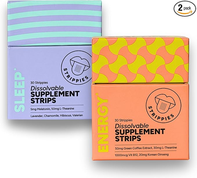 Dissolvable Strips - Energy &amp Sleep Multi-Pack - Wellness in A Strip - Easy &amp On-the-go Support - 60 Strips