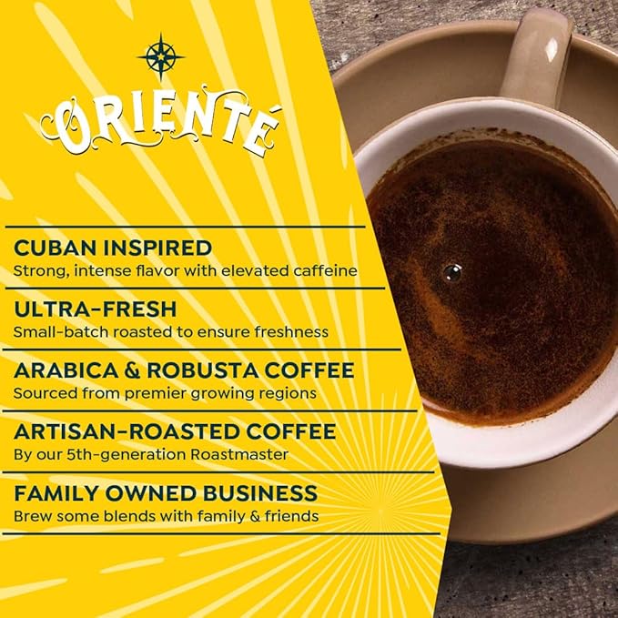 Oriente Sweetened Espresso Coffee Pods 50 ct Dark Roast Flavored Cuban Inspired Coffee in Single Serve Pods - 100% Arabica Coffee Compatible with Keurig K Cups Maker