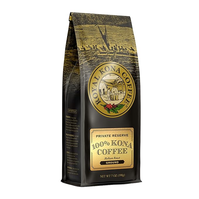 ROYAL KONA COFFEE Ground - 100% Hawaiian Kona Private Reserve Coffee Medium Roast 7 oz