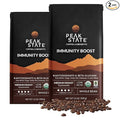 Peak State Immunity Boost Medium Roast – Organic Mushroom Coffee Low Acid &amp Smooth Dark Chocolate &amp Sweet Grape Notes Whole Bean Gluten Free 12 oz (2 Pack)