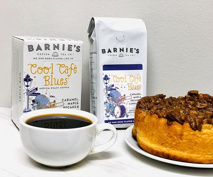 Barnie's Coffee Cool Café Blues Ground Coffee with Caramel Maple Pecan and Cinnamon Rum Flavors Medium Roasted Arabica Beans Gluten Free 12 oz Bag (Pack of 2)