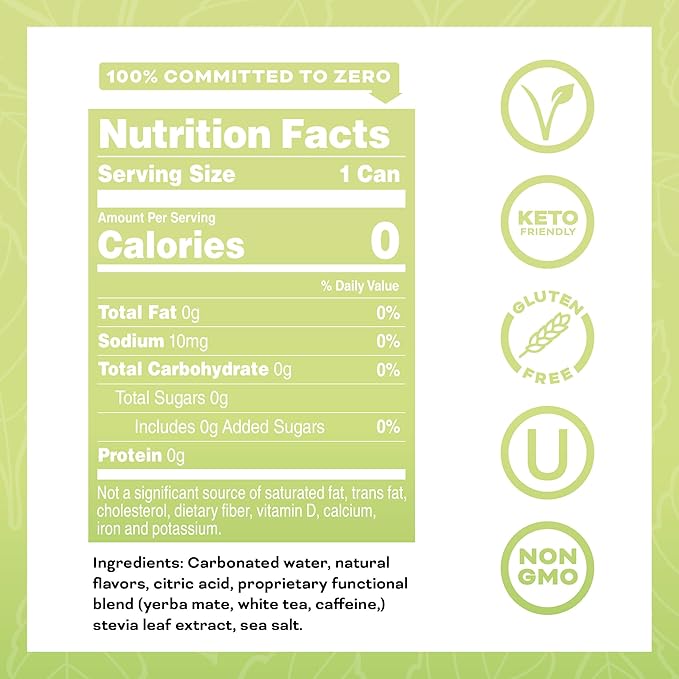 Yerbaé Energy Beverage Yuzu Lime - Lemon Lime Flavor. Energized by Yerba Mate. Naturally Caffeinated Plant-Based Healthy Alternative to Coffee/Sugary Sodas Pack of 12 16oz cans