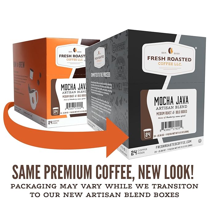 Fresh Roasted Coffee Mocha Java Medium Roast 72 Pods for K Cup Brewers