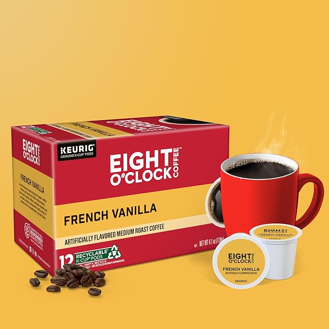 Eight O'Clock Coffee French Vanilla Single-Serve Coffee K-Cup Pods Medium Roast 72 Count