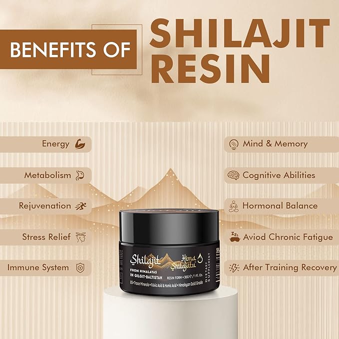 Hima Shilajatu Shilajit Purest Himalayan Organic Shilajit Resin - Gold Grade 100% Purity Shilajit with Fulvic Acid &amp 85+ Trace Minerals Complex for Energy &amp Immune Support 30 Grams (2 Months