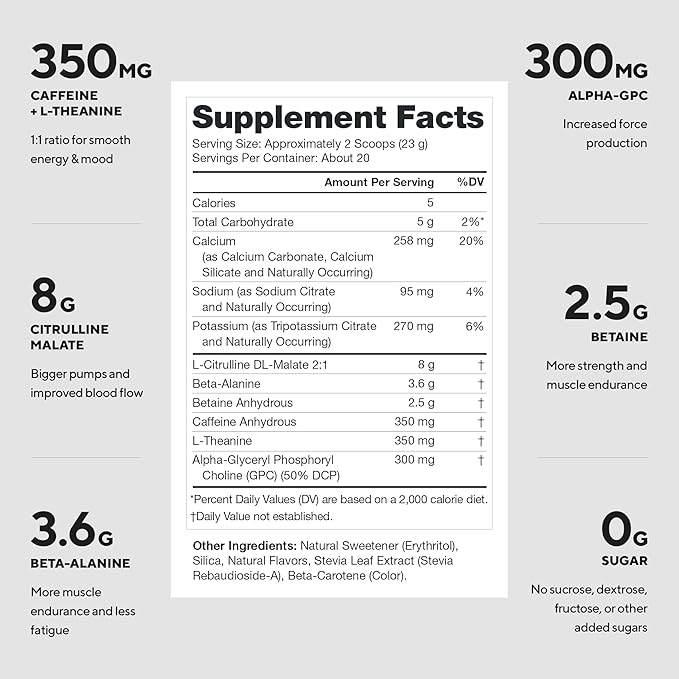 LEGION Pulse Pre Workout - All Natural Nitric Oxide Preworkout Drink to Boost Energy Creatine Free Naturally Sweetened Beta Alanine Citrulline Alpha GPC (Tropical Punch)