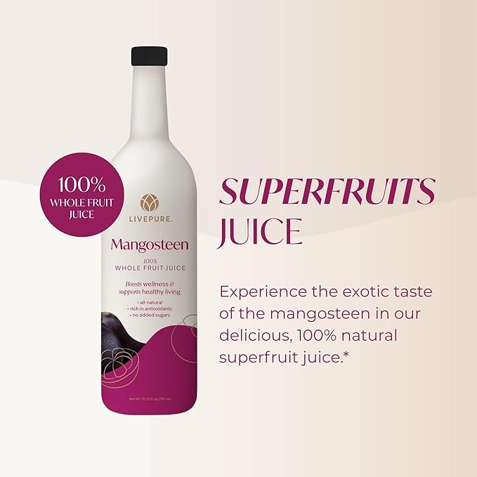 Pure Mangosteen 750ml - 'Queen of Fruits' with Xanthones Antioxidants Active Compounds &amp Phytonutrients Vegan Kosher &amp Gluten-Free