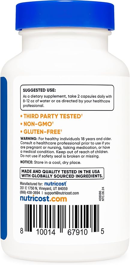 Nutricost Alpha GPC 600mg 120 Vegetarian Capsules - Non-GMO and Gluten Free 300mg Per Capsule (Pack of 2)
