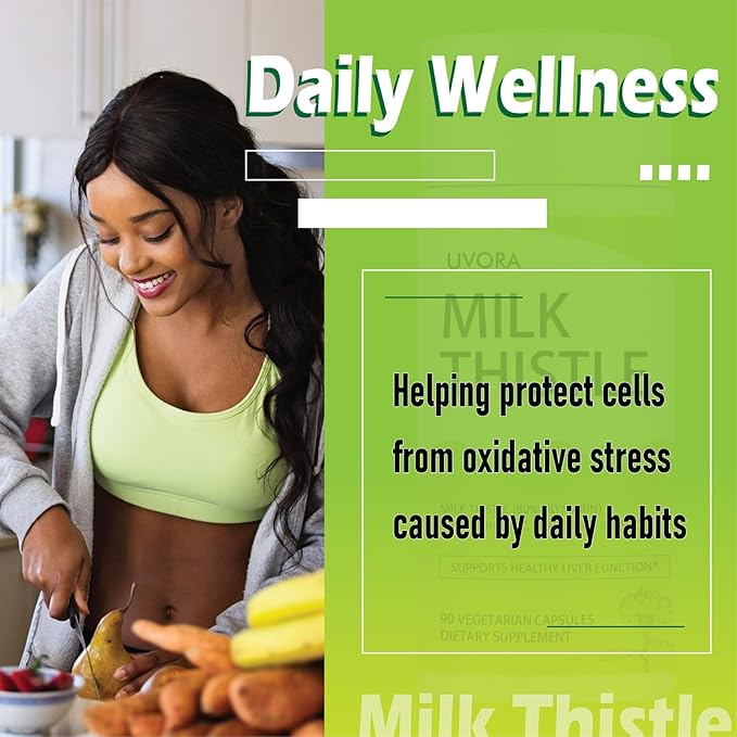UVORA Milk Thistle Extract 300 mg Extract with Vitamin C Inositol &amp Pueraria Liver Detox Support Antioxidant Support 90 Capsules