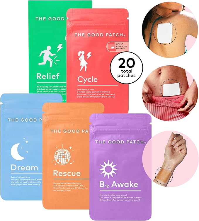 The Good Patch Complete Plant-Powered Patches – B12 for Energy Dream for Sleep Rescue for Recovery Cycle for Balance Relief for Comfort (20 Patches)