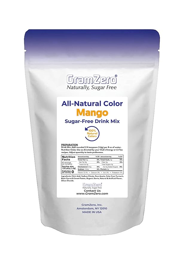 GramZero Mango Zero Calorie Sugar Free Drink Mix Great For Nutrition Club Loaded Tea Stevia Sweetened