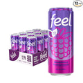 FEEL Zero Sugar Natural Energy Drink – Blackberry Pomegranate 140mg Plant-Based Caffeine with L-Theanine for Focus Vitamin C for Immunity Vegan Non-GMO No Artificial Sweeteners 12 Fl Oz Cans (12
