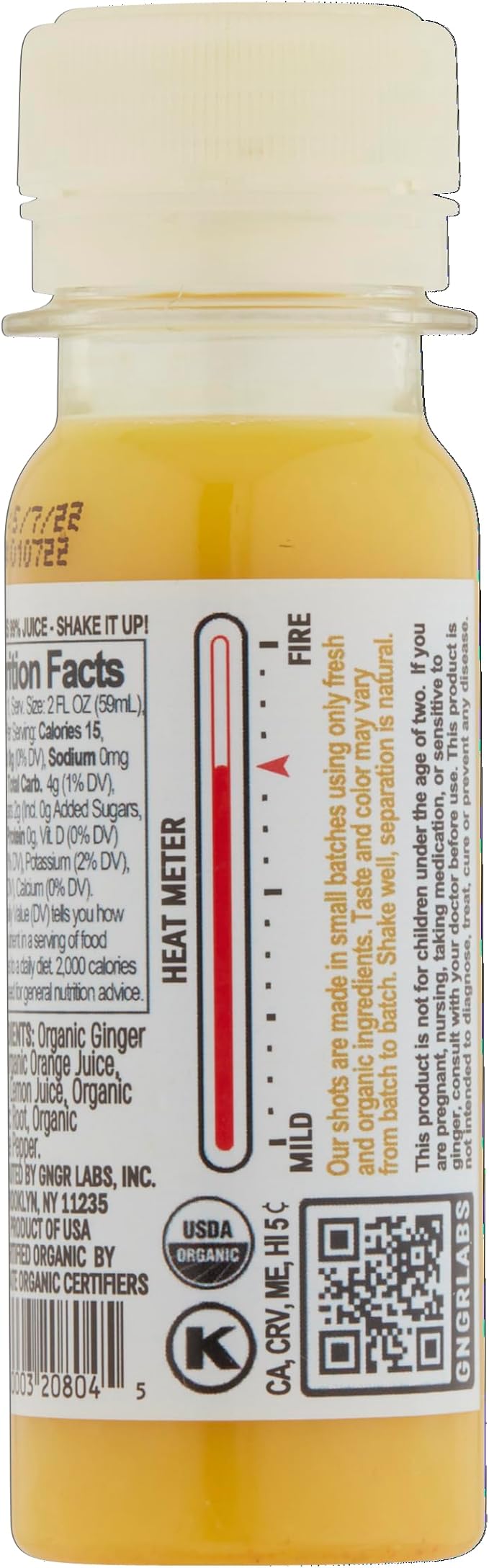 +GNGR Immunity Booster – Organic Cold-Pressed Ginger &amp Turmeric Shots with Orange Lemon &amp Cayenne. High-Absorption Curcumin. Ginger Shot for Immune &amp Digestive Support. 2 fl oz Bottles (1