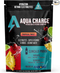 Grab The Gold Aqua Charge Electrolytes Drink Mix | Naturally Flavored Sugar-Free Hydration Drinks with B Vitamins | Vegan Gluten-Free Non-GMO | Tropical Twist - 16 Packs Made in USA