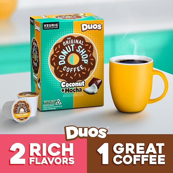 The Original Donut Shop Duos Coconut + Mocha Coffee Keurig Single Serve K-Cup Pods Medium Roast Coffee 60 Count (6 Packs of 10)
