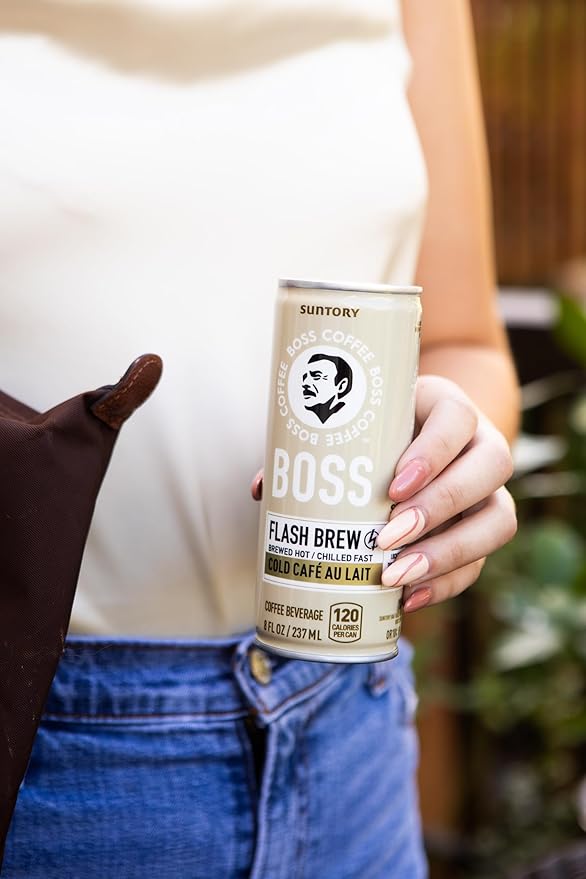 BOSS Coffee by Suntory - Japanese Flash Brew Coffee with Milk 8oz 12 Pack Imported from Japan Au Lait Espresso Doubleshot Ready to Drink Contains Milk No Gluten