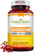 Kaibro Nutra Berberine Supplement 1000mg Berberine HCL for Immune System Glucose Support Circulatory &amp Gastrointestinal Health Vegan &amp Gluten-Free 120 Capsules