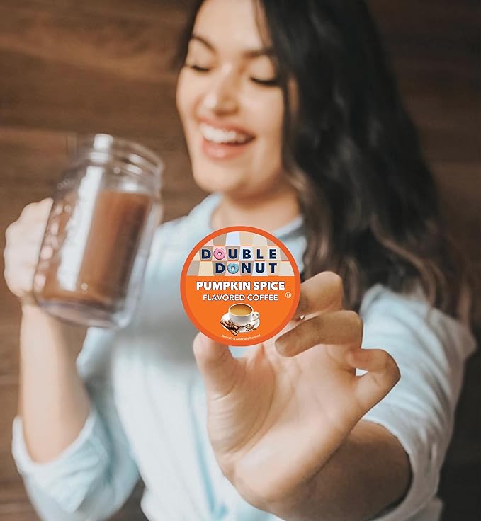 Double Donut Coffee Pumpkin Spice Coffee Pods Medium Roast Coffee Compatible with Keurig K Cups Brewers 72 Count