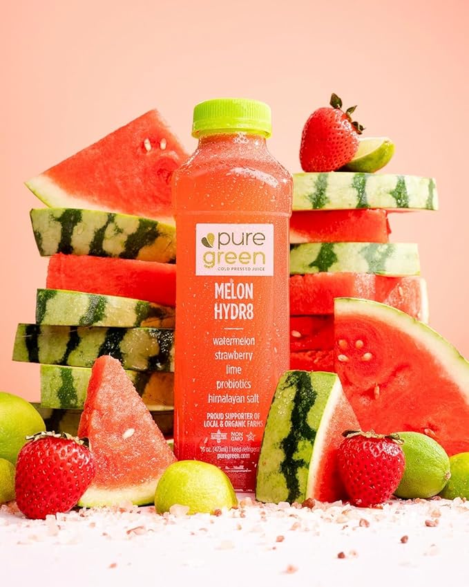 Pure Green Cold Pressed Juice - Performance Pack - Fresh Functional Blend Natural Gluten Free Non-GMO No Artificial Colors or Flavors - Made from Real Fruits &amp Veggies (12 Pack)