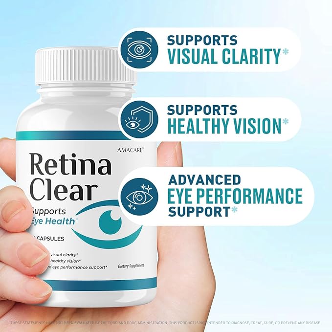 (3 Pack) Retina Clear – Retina Clear Eye Supplement Capsules Reviews Official RetinaClear Vision Support Pills Health Natural Ingredients Vitamin Advanced Formula 180 Capsules for 3 Months