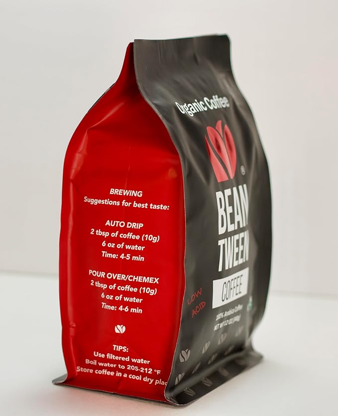 Beantween Coffee: Premium Organic MEDIUM ROAST Ground (2 lb) of 100% Arabica Coffee – Low Acid MOLD-FREE Certified Organic Kosher Single Origin Woman-owned
