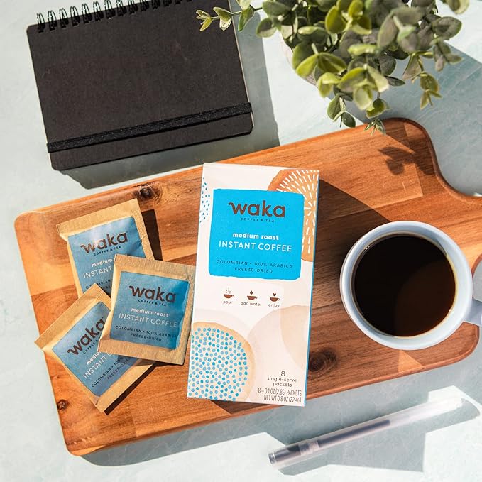 Waka — Instant Coffee Origin Explorer 2-Box Combo — 100% Arabica Freeze Dried Beans — Single-Serve Decaf Colombian &amp Caffeinated Colombian Boxes